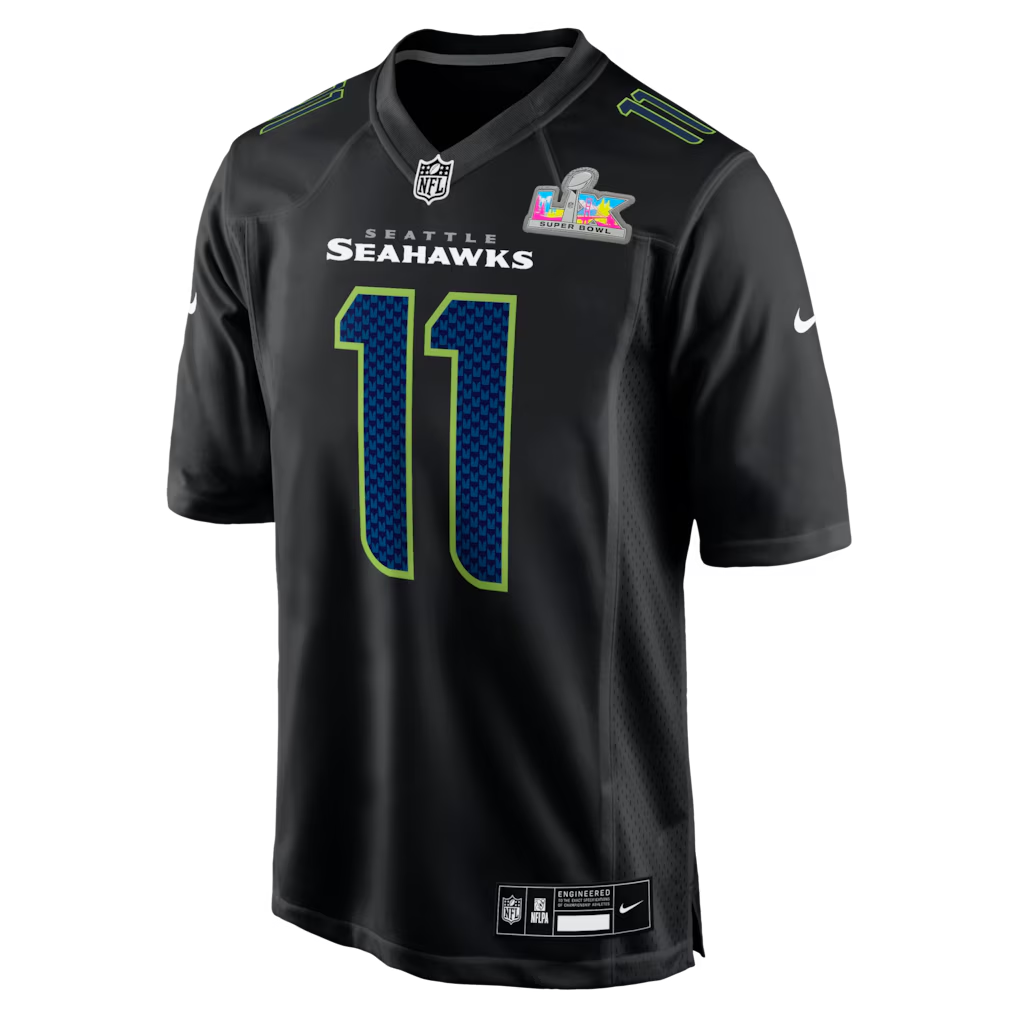Men's Seattle Seahawks Jaxon Smith-Njigba Black Super Bowl LX Patch Carbon Fashion Game Jersey football jersey product view 2