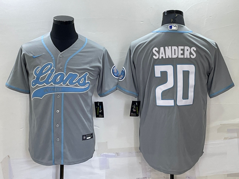 Men's Detroit Lions Barry Sanders Gray Game Jersey Joint Edition football jersey product view 1