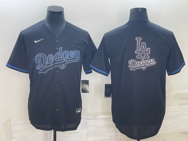 Men's Los Angeles Dodgers Replica Player Jersey1 Black baseball jersey product view 1