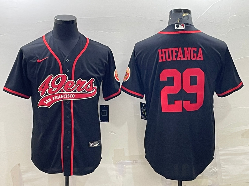 Men's San Francisco 49ers Talanoa Hufanga Black Game Jersey Joint Edition football jersey product view 1