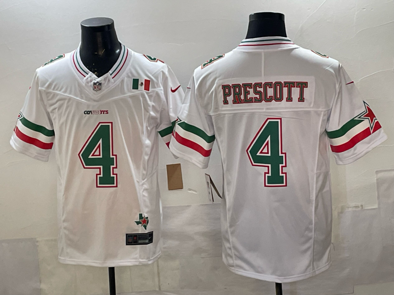 Men's Dallas Cowboys Dak Prescott White Game Team Jersey football jersey product view 1