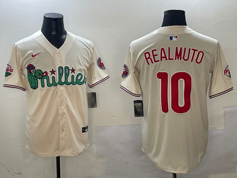 Men's Philadelphia Phillies JT Realmuto Cream Replica Player Jersey baseball jersey product view 1