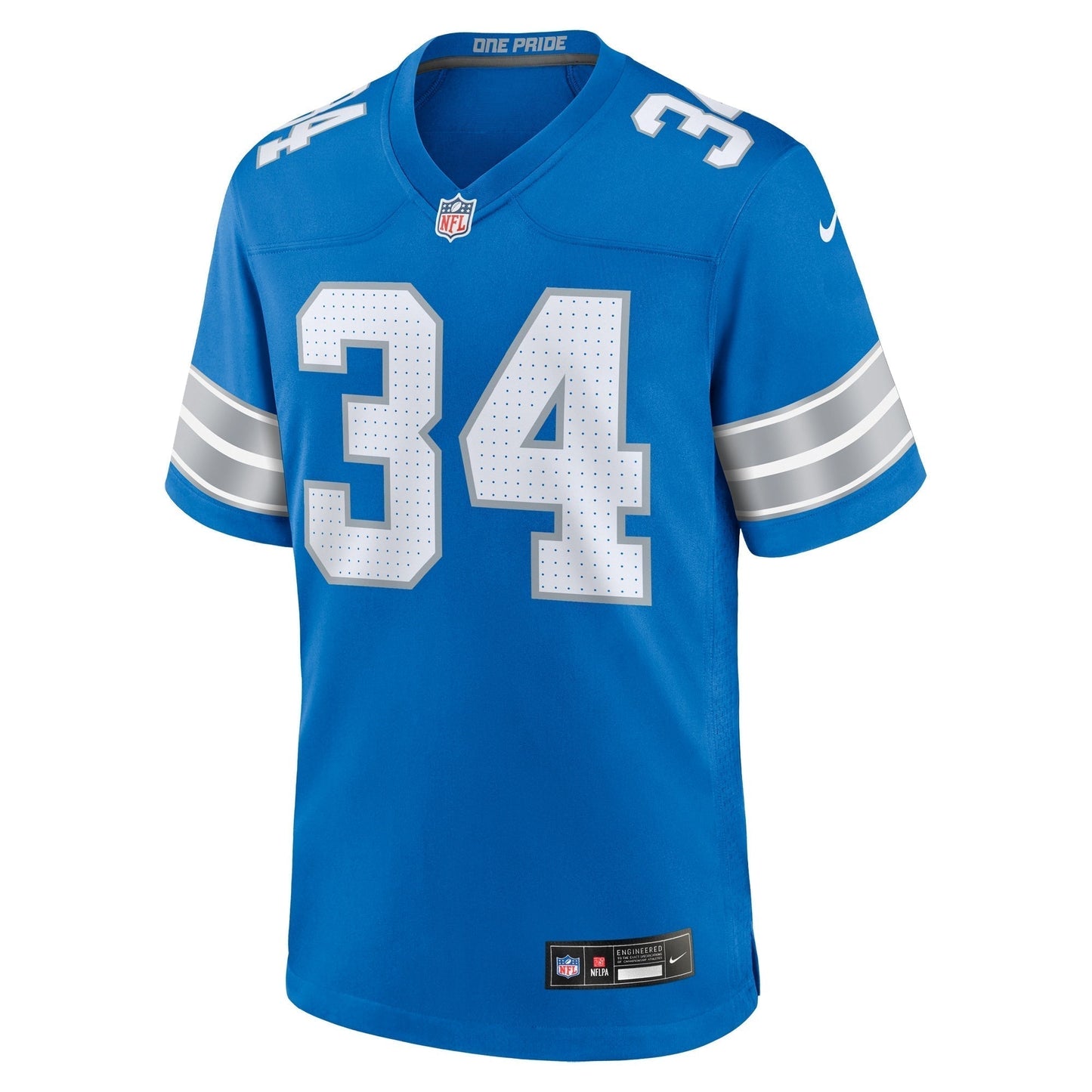 Alex Anzalone Detroit Lions Game Jersey - Blue football jersey product view 2