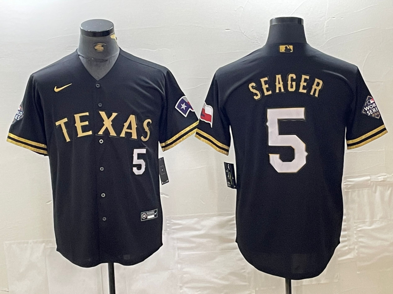 Men's Texas Rangers Corey Seager Black Replica Game Jersey baseball jersey product view 1