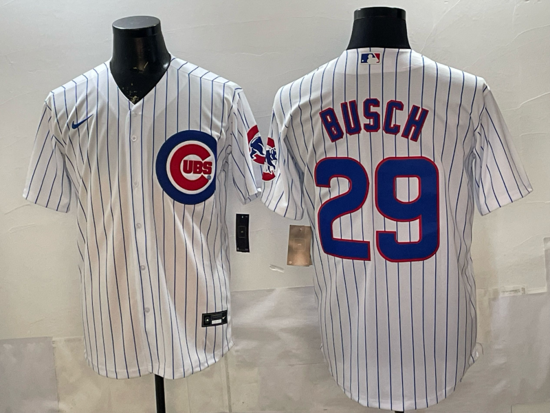 Men's Chicago Cubs Michael Busch #29 White Home Replica Jersey baseball jersey product view 1