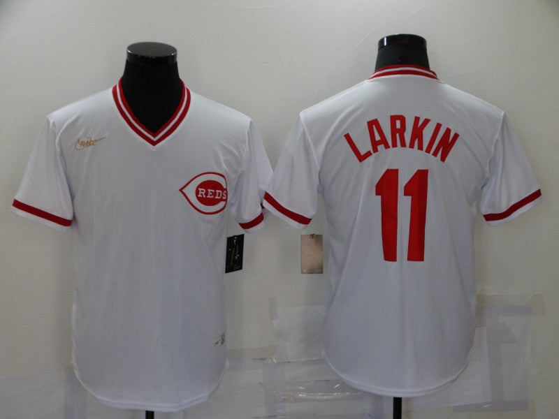 Men's Cincinnati Reds Barry Larkin White Replica Baseball Jersey baseball jersey product view 1