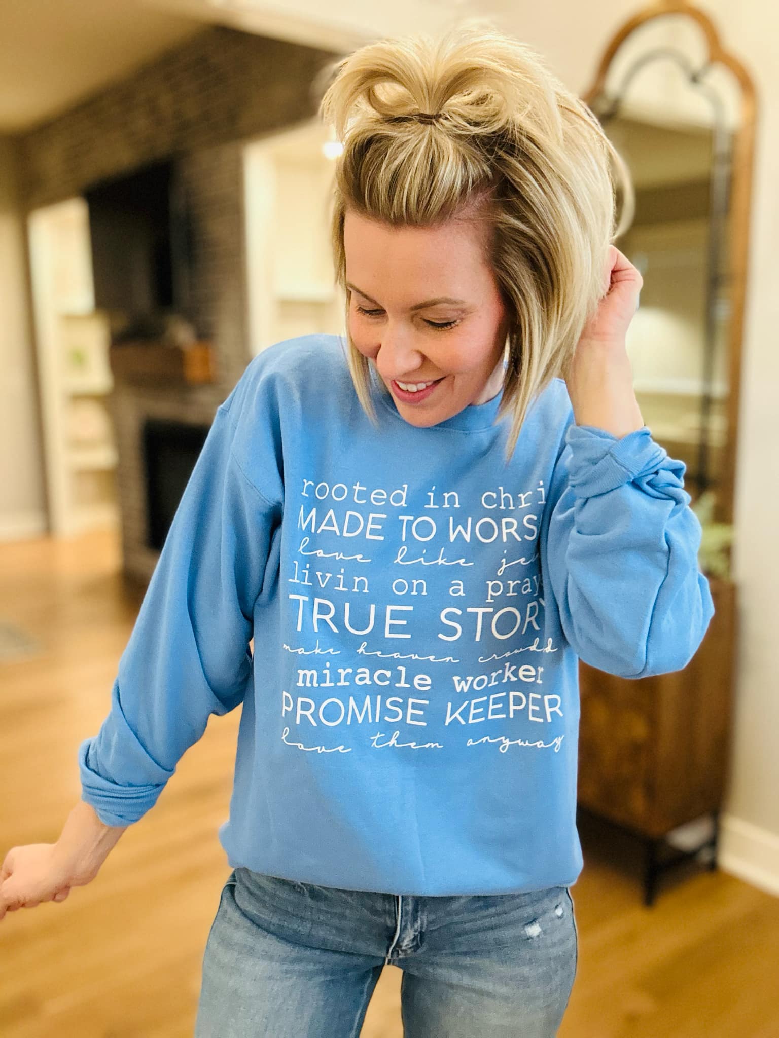 Christian Rooted in Christ Blue Graphic Sweatshirt Unisex T-shirt, Sweatshirt, Hoodie, Long Sleeve Tee - T-Shirt, Sweatshirt, Hoodie