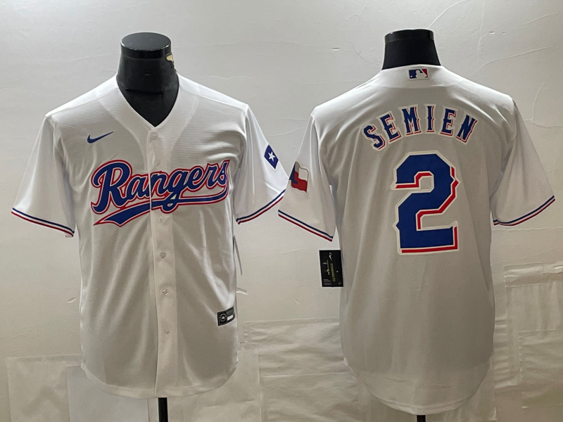 Men's Texas Rangers Marcus Semien #2 White Home Authentic Player Jersey baseball jersey product view 1