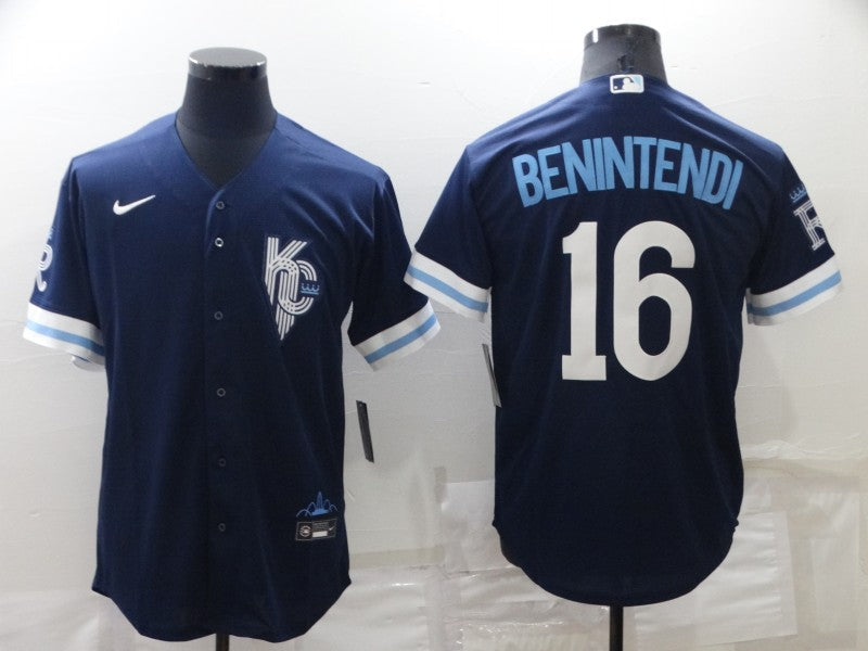 Men's Kansas City Royals Andrew Benintendi #16 Navy Replica Baseball Jersey1 baseball jersey product view 1