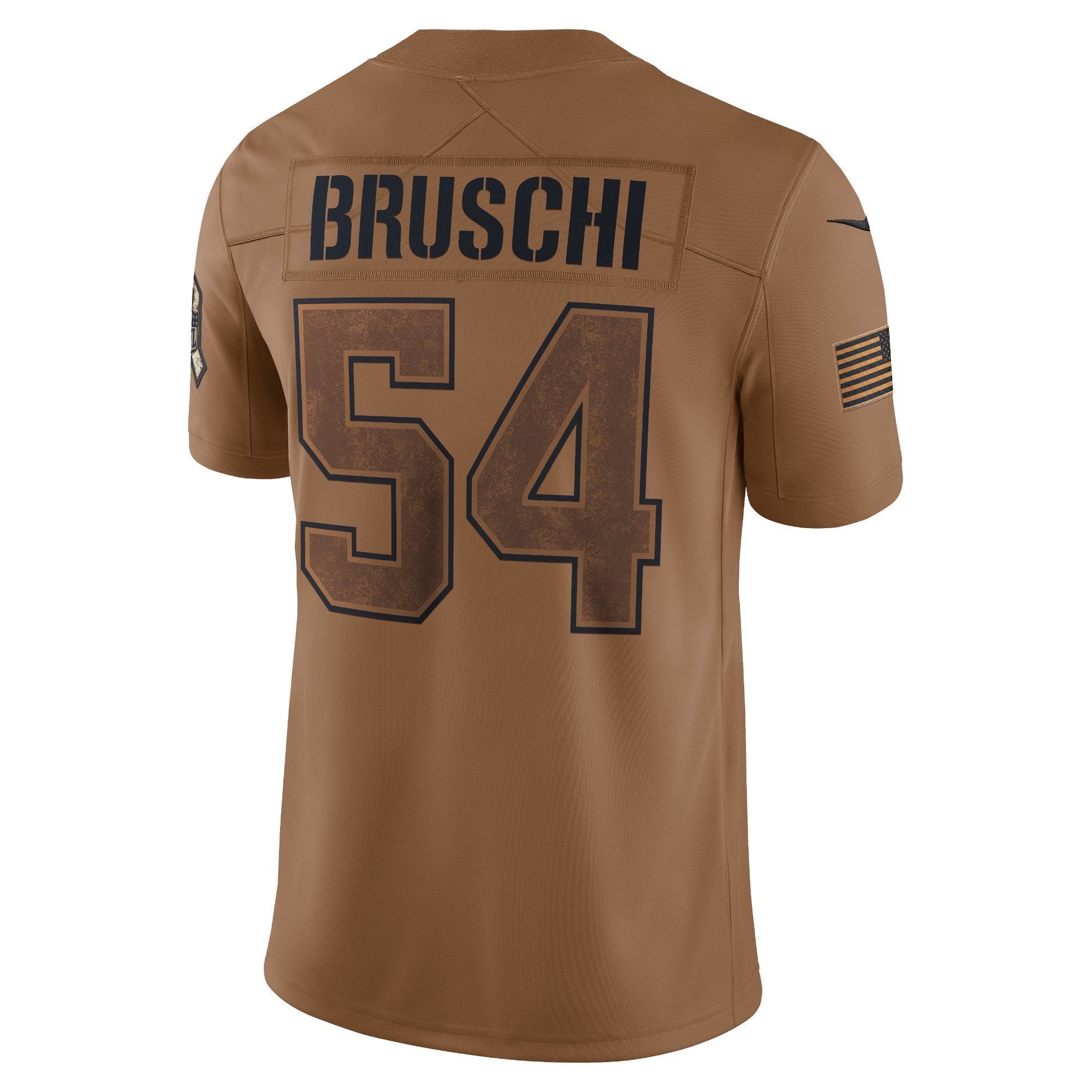 Tedy Bruschi New England Patriots Salute To Service Retired Limited Jersey - Brown football jersey product view 3