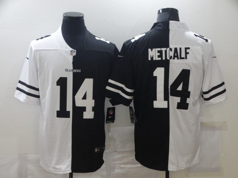 Men's Seattle Seahawks DK Metcalf #14 Black/White Game Jersey football jersey product view 1