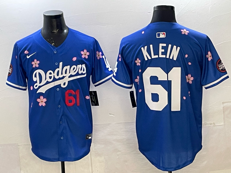 Men's Los Angeles Dodgers Clay Klein #61 Royal Replica Player Jersey baseball jersey product view 1