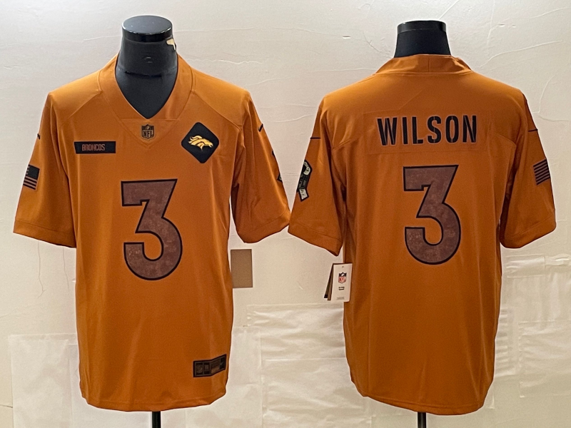 Men's Denver Broncos Russell Wilson #3 Brown 2023 Salute To Service Limited Jersey1 football jersey product view 1