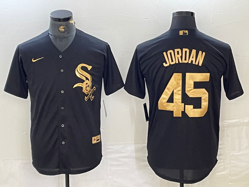 Men's Chicago White Sox Michael Jordan Black Replica Team Jersey basketball jersey product view 1