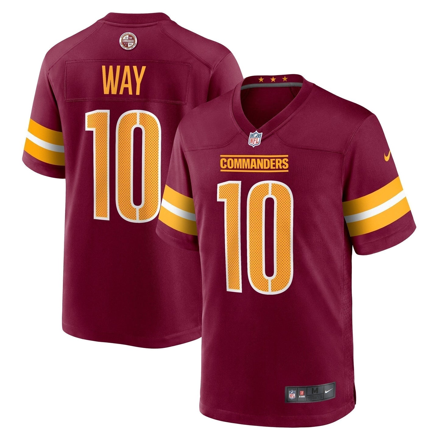 Tress Way Washington Commanders Game Jersey - Burgundy football jersey product view 1