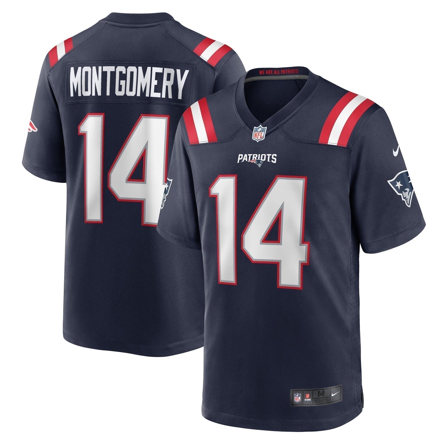 Ty Montgomery New England Patriots Game Jersey - Navy football jersey product view 1