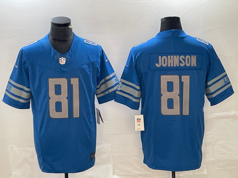 Men's Detroit Lions Calvin Johnson Blue Player Game Jersey football jersey product view 1