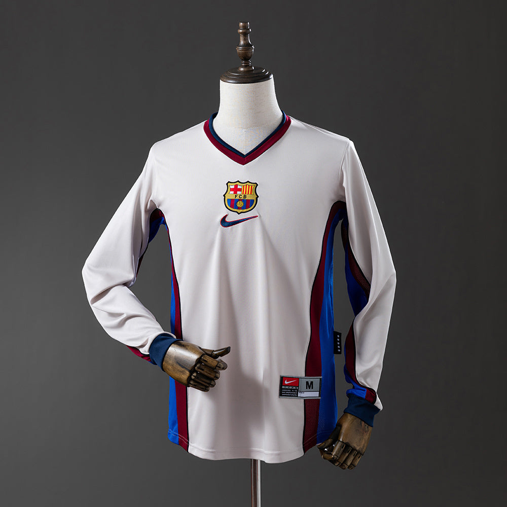 Barcelona 98/99 Away Long Sleeve Retro Jersey sports jersey product view 1