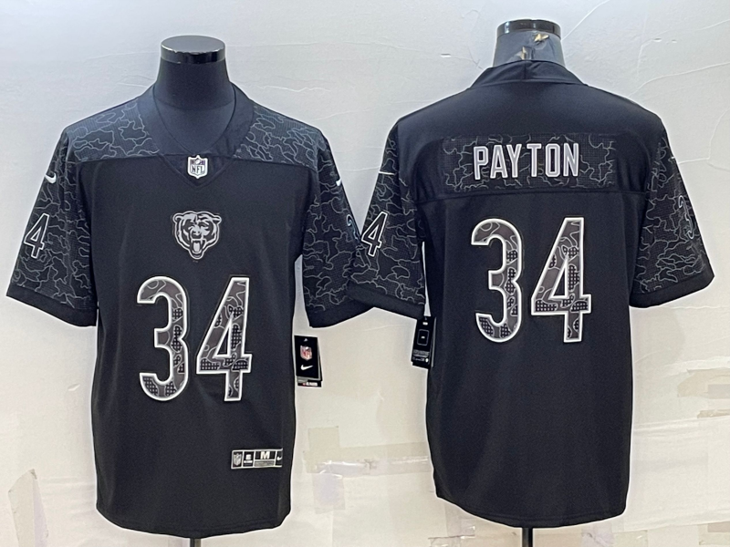 Men's Chicago Bears Walter Payton Black RFLCTV Limited Jersey football jersey product view 1