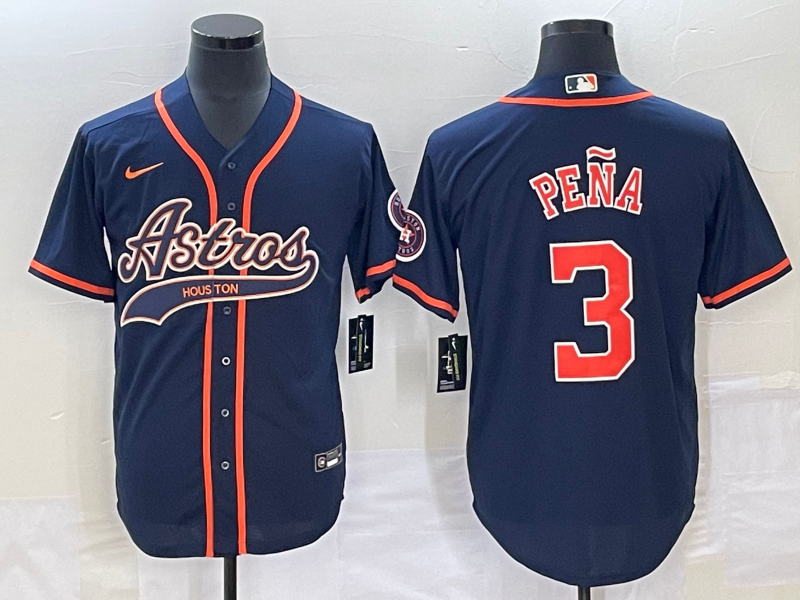 Men's Houston Astros Jeremy Pena Navy Replica Jersey Joint Edition baseball jersey product view 1