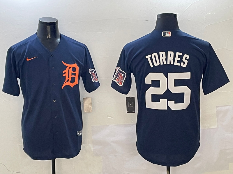 Men's Detroit Tigers Gleyber Torres #25 Navy Limited Player Jersey1 baseball jersey product view 1