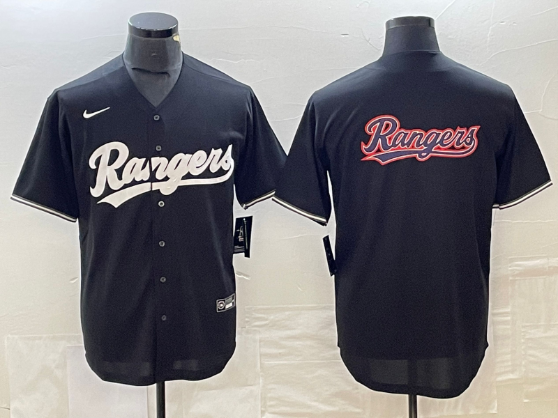 Men's Texas Rangers Black Replica Player Jersey baseball jersey product view 1