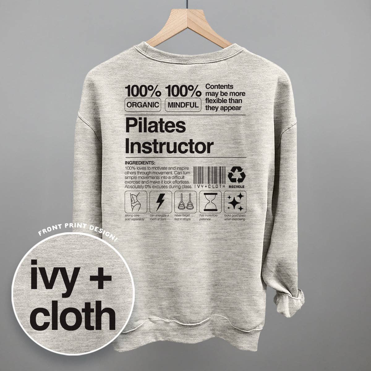 Pilates Instructor Nutrition Facts (Back Print) Unisex T-shirt, Sweatshirt, Hoodie, Long Sleeve Tee - T-Shirt, Sweatshirt, Hoodie