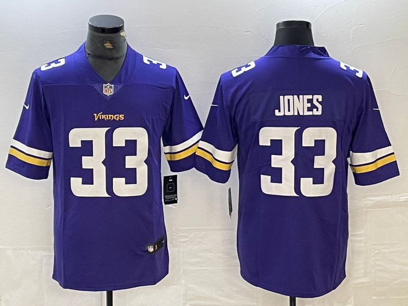 Men's Minnesota Vikings Aaron Jones Purple Player Game Jersey football jersey product view 1