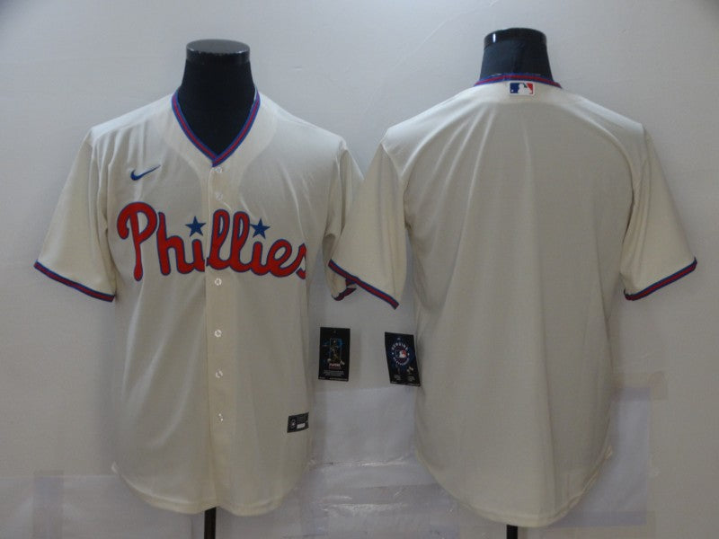 Men's Philadelphia Phillies Beige Replica Blank Jersey baseball jersey product view 1