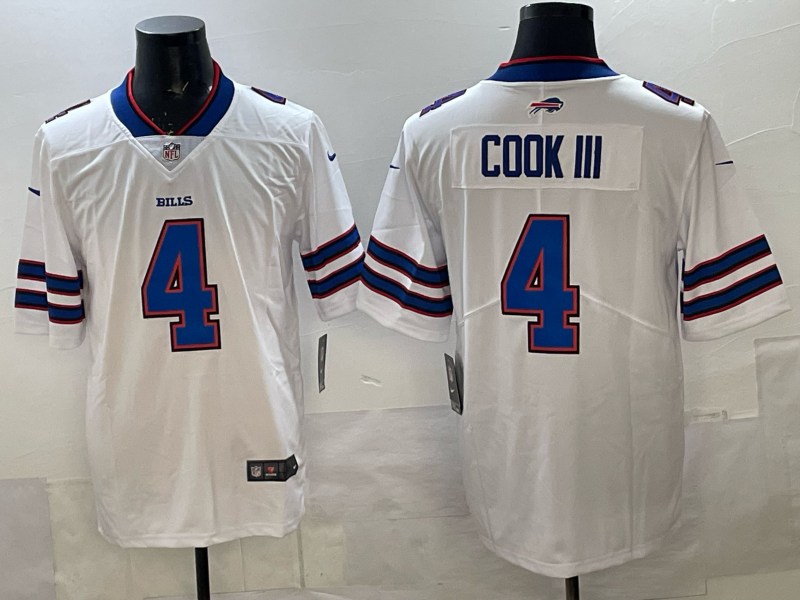 Men's Buffalo Bills James Cook III White Team Game Jersey football jersey product view 1