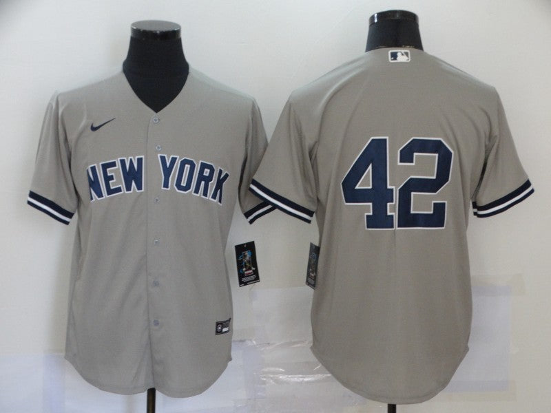 Men's New York Yankees Mariano Rivera #42 Gray Replica Player Name Jersey baseball jersey product view 1