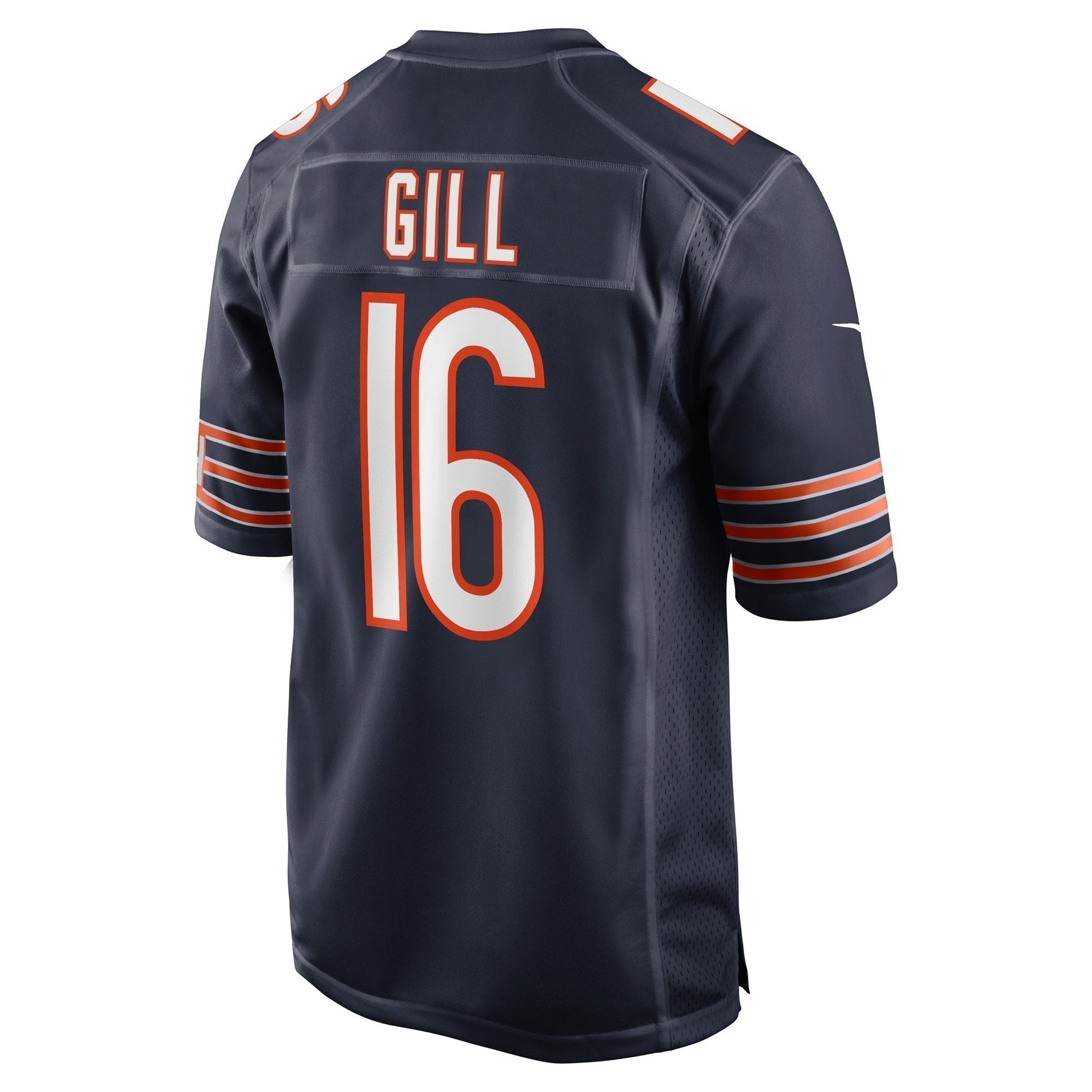 Trenton Gill Chicago Bears Game Jersey - Navy football jersey product view 3