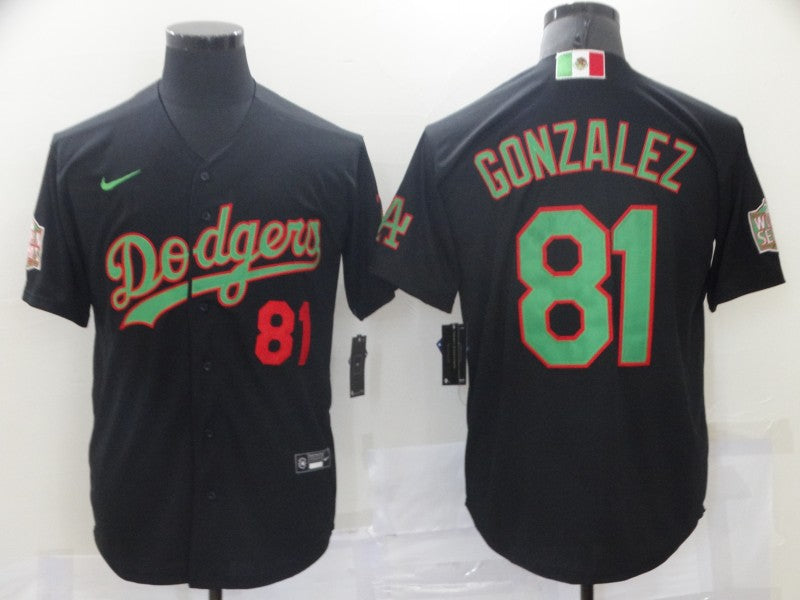 Men's Los Angeles Dodgers Victor Gonzalez #81 Black Replica Baseball Jersey1 baseball jersey product view 1