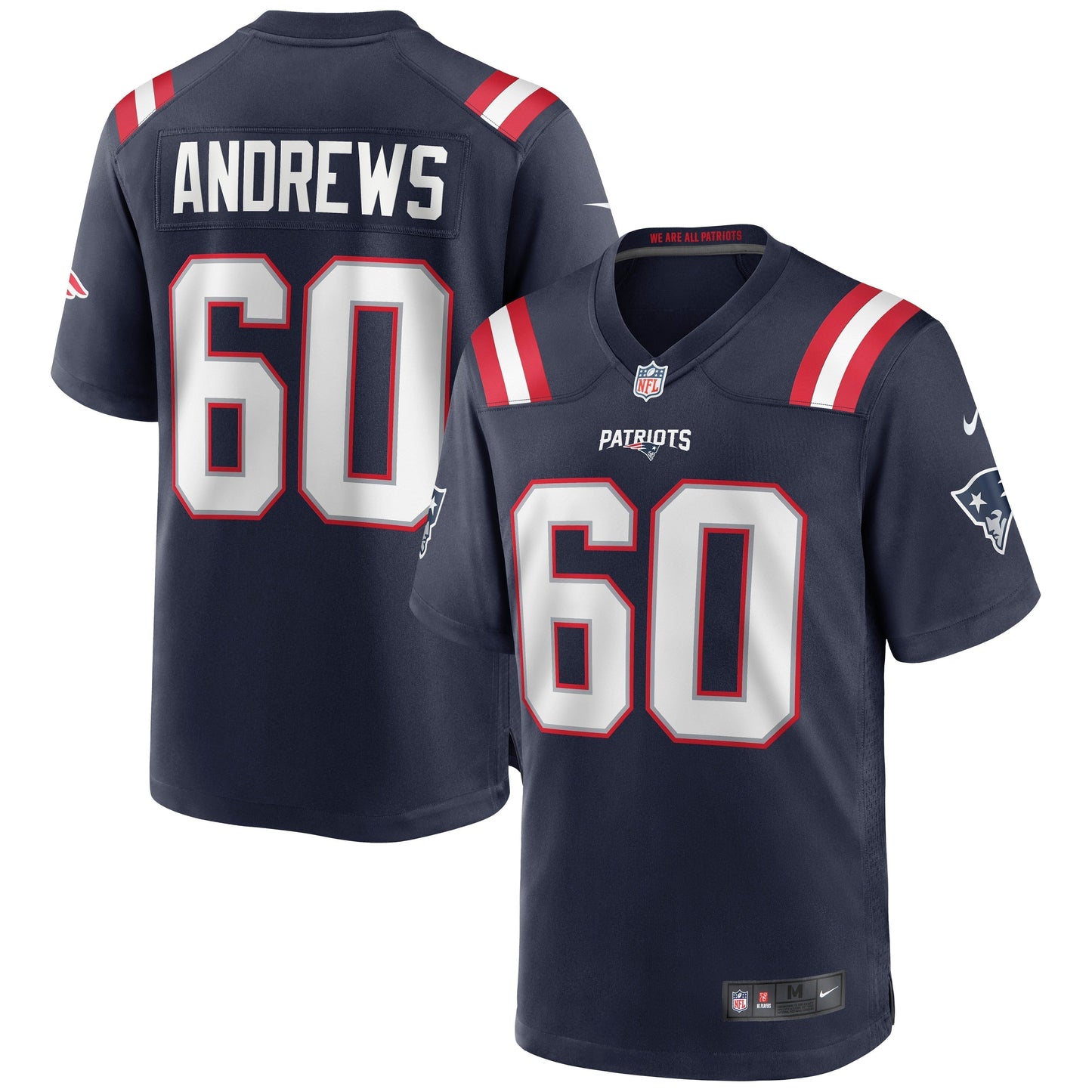 David Andrews New England Patriots Game Jersey - Navy football jersey product view 1