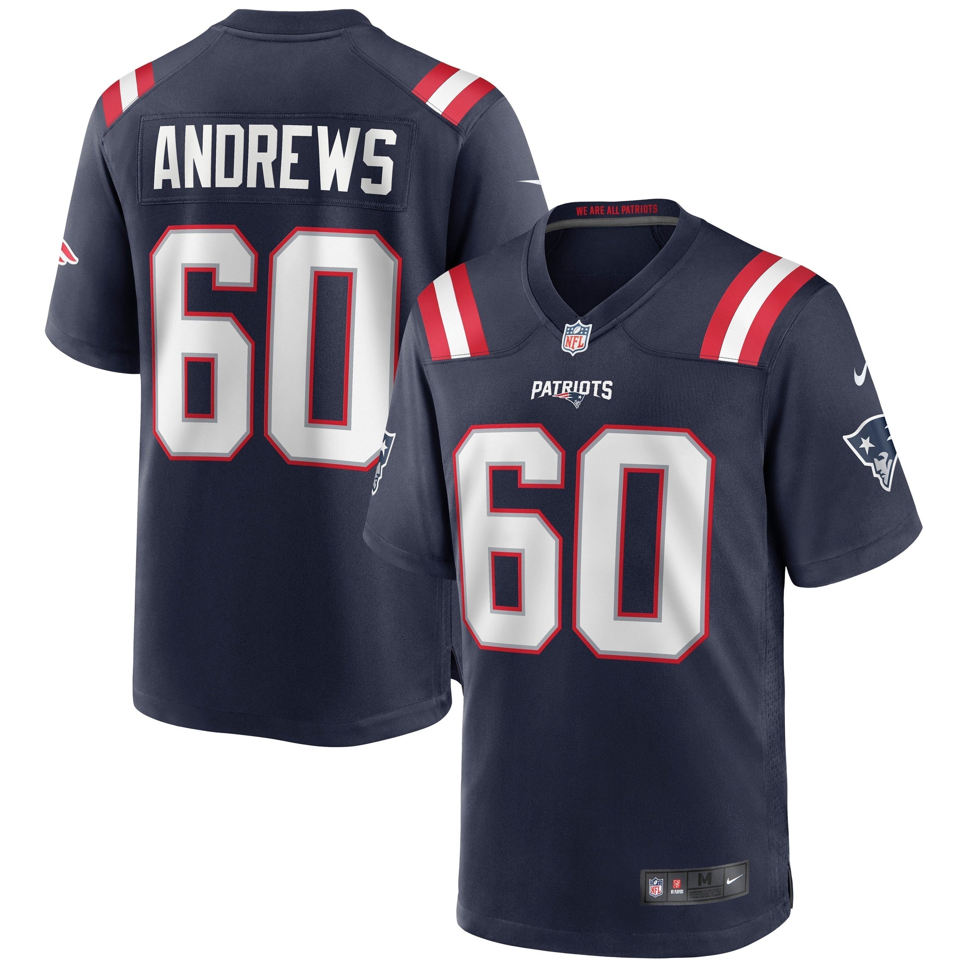 David Andrews New England Patriots Game Jersey - Navy football jersey product view 1
