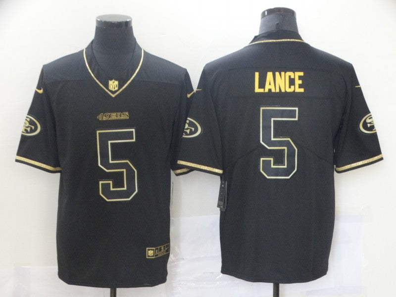 Men's San Francisco 49ers Trey Lance #5 Black Game Player Jersey1 football jersey product view 1