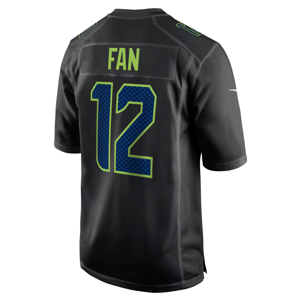 Men's Seattle Seahawks 12s Black Super Bowl LX Patch Carbon Fashion Game Jersey football jersey product view 3