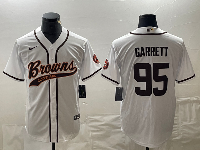 Men's Cleveland Browns Myles Garrett #95 White Game Jersey1 Joint Edition football jersey product view 1