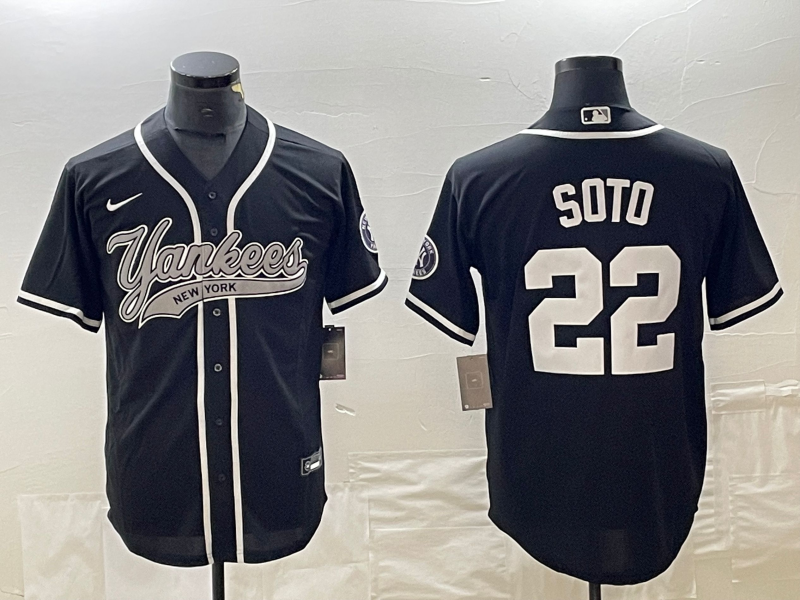 Men's New York Yankees Juan Soto #22 Black Player Jersey Joint Edition baseball jersey product view 1