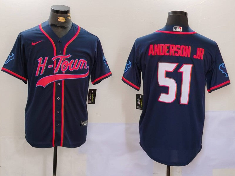 Men's Houston Texans Will Anderson Jr. Navy Game Player Jersey football jersey product view 1