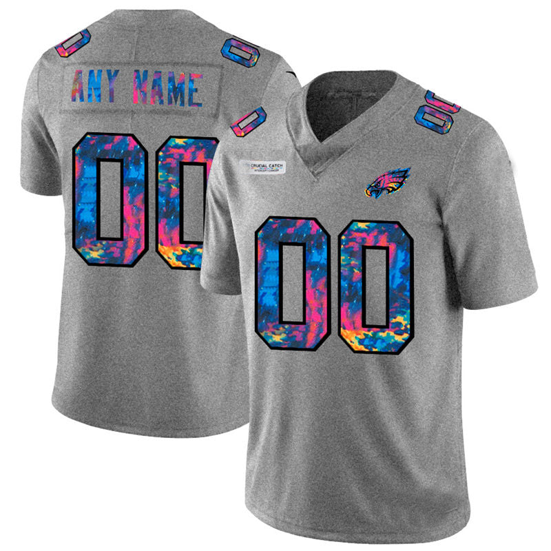 Custom1 Philadelphia Eagles Multi-Color 2020 Crucial Catch Vapor Untouchable Limited Jersey1 Grey heather Stitched American Football Jerseys football jersey product view 1