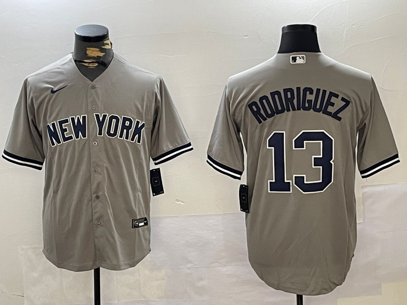 Men's New York Yankees Alex Rodriguez #13 Gray Replica Player Jersey baseball jersey product view 1