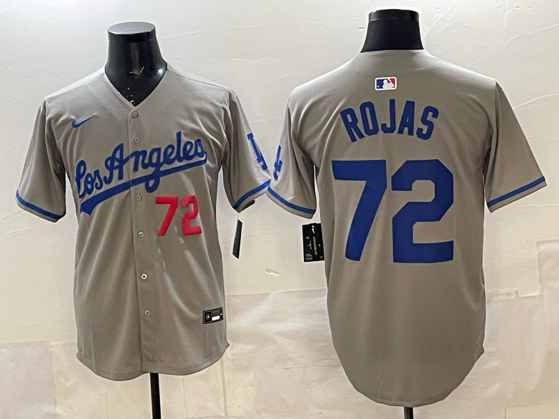 Men's Los Angeles Dodgers Manny Rojas Gray Road Replica Player Jersey baseball jersey product view 1