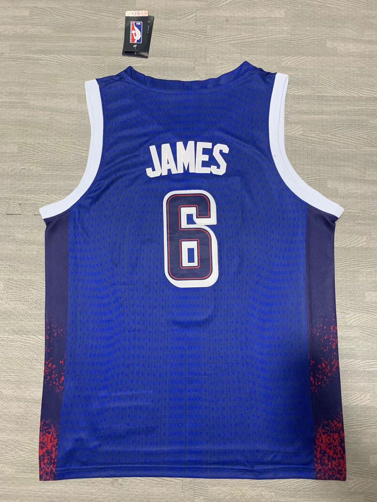 Team USA #6 Dark Blue Olympic Jersey sports jersey product view 2