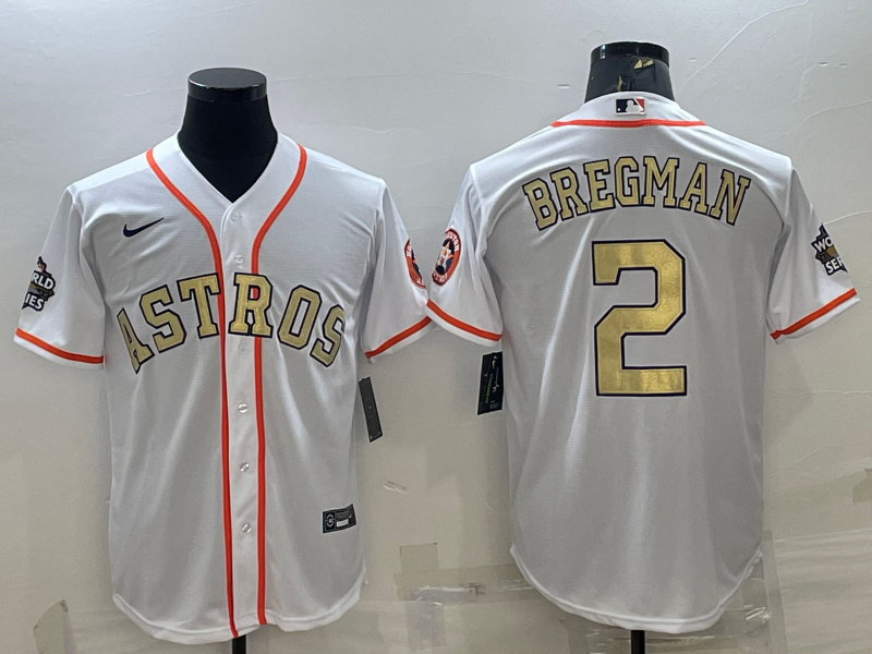 Men's Houston Astros Alex Bregman #2 White Replica Player Jersey1 baseball jersey product view 1