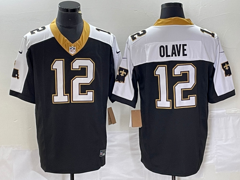 Men's New Orleans Saints Chris Olave #12 Black Vapor F.U.S.E. Limited Jersey1 football jersey product view 1