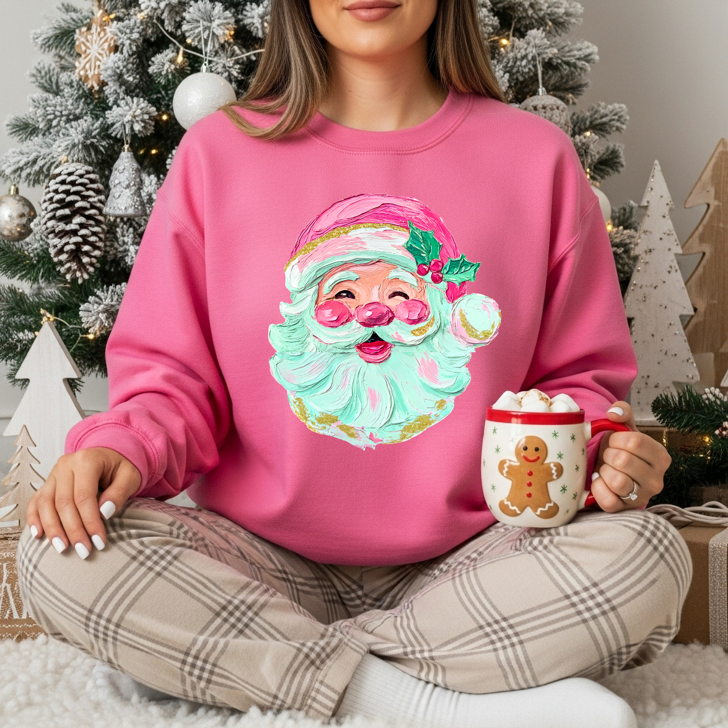 Painted Pink Santa Sweater Unisex T-shirt, Sweatshirt, Hoodie, Long Sleeve Tee - T-Shirt, Sweatshirt, Hoodie