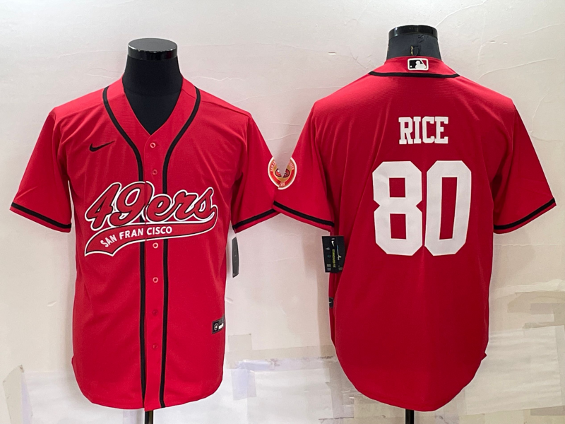 Men's San Francisco 49ers Jerry Rice Red Game Jersey Joint Edition football jersey product view 1