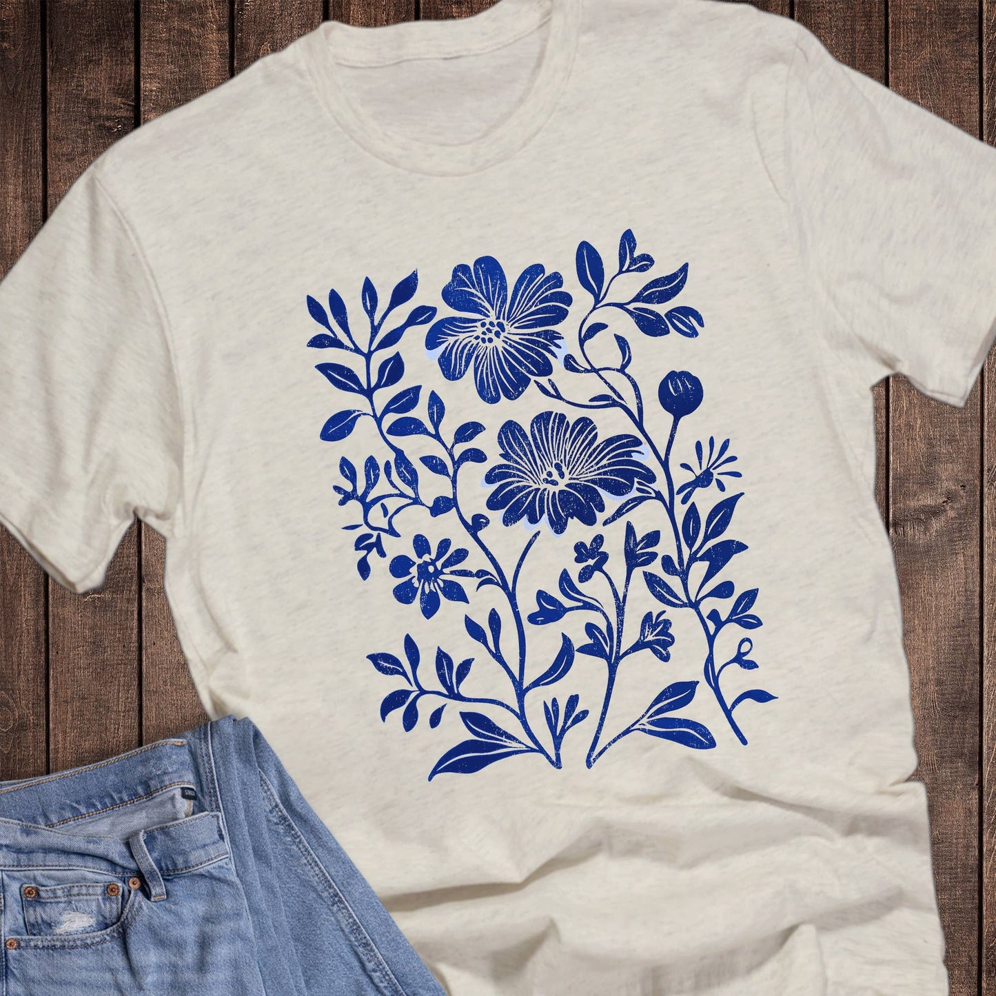 Spring Floral Blue Arrangement Graphic Tee Unisex T-shirt, Sweatshirt, Hoodie, Long Sleeve Tee - T-Shirt, Sweatshirt, Hoodie