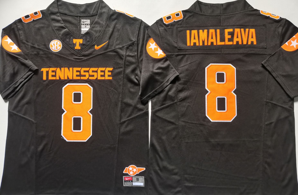 Men's Tennessee Volunteers Nico Iamaleava #8 Black Game Jersey sports jersey product view 1